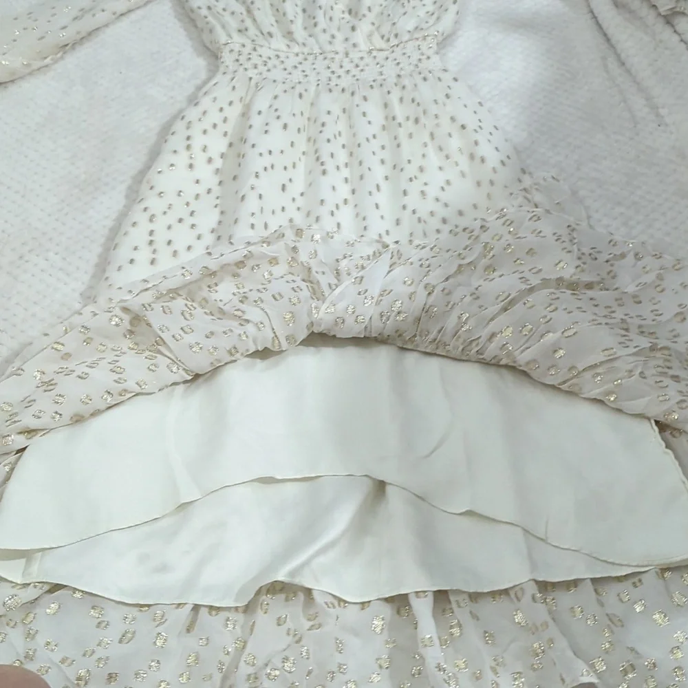 Lilly Pulitzer Christiana Midi Cream Long Sleeve Bishop V-Neck Dress Size 2 - Picture 11 of 12